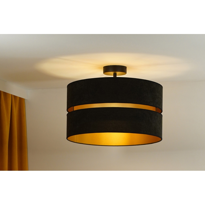 Duolla - Kiinteä kattokruunu DUO 1xE27/15W/230V halkaisija 40 cm musta/kulta