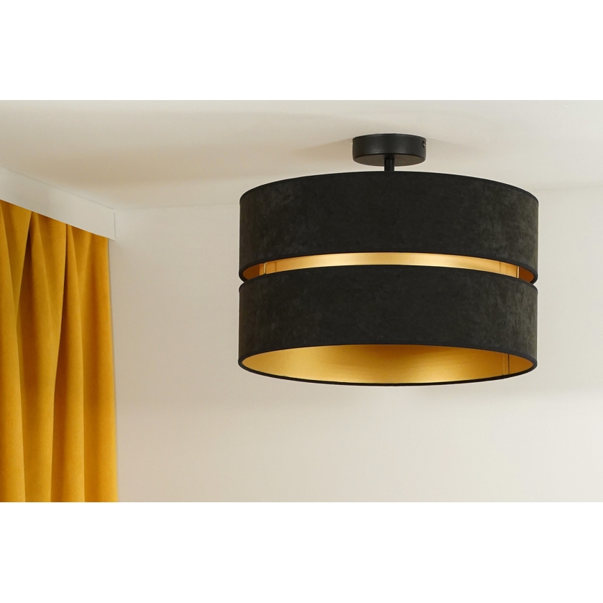Duolla - Kiinteä kattokruunu DUO 1xE27/15W/230V halkaisija 40 cm musta/kulta