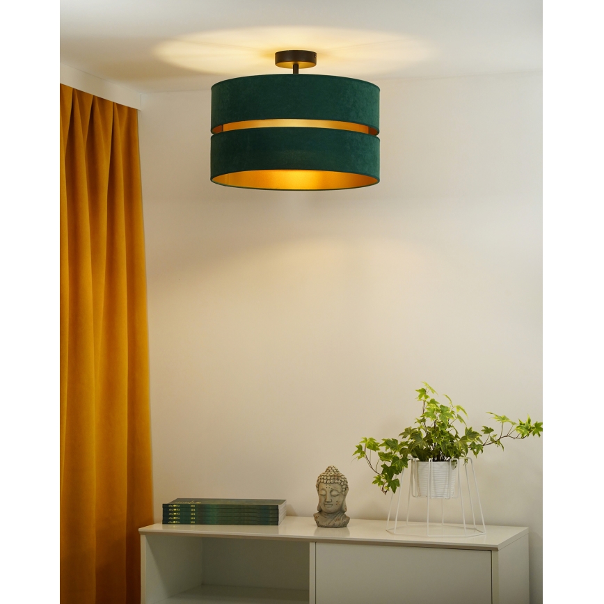 Duolla - Kiinteä kattokruunu DUO 1xE27/15W/230V halkaisija 40 cm vihreä/kulta