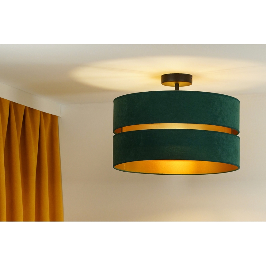 Duolla - Kiinteä kattokruunu DUO 1xE27/15W/230V halkaisija 40 cm vihreä/kulta