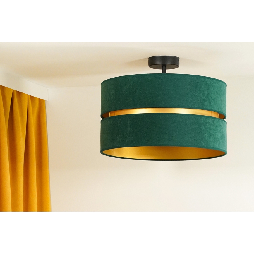 Duolla - Kiinteä kattokruunu DUO 1xE27/15W/230V halkaisija 40 cm vihreä/kulta