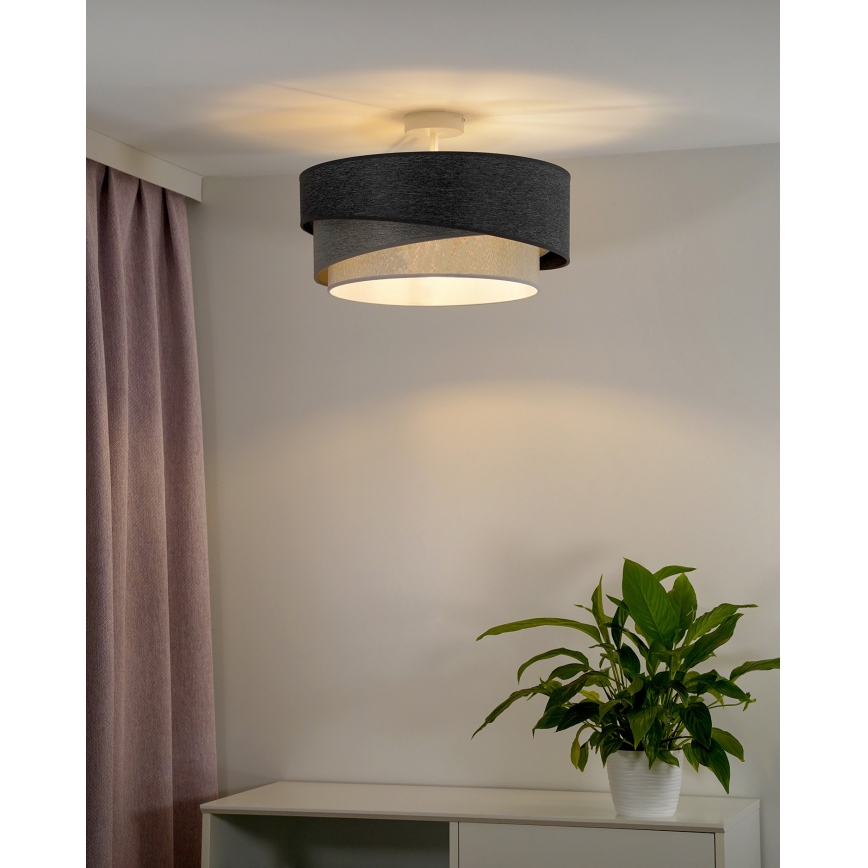 Duolla - Kiinteä kattokruunu KOBO 1xE27/15W/230V halkaisija 45 cm harmaa/valkoinen