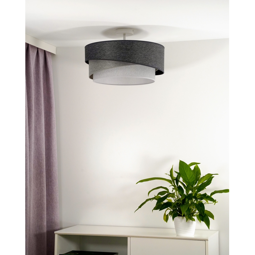 Duolla - Kiinteä kattokruunu KOBO 1xE27/15W/230V halkaisija 45 cm harmaa/valkoinen