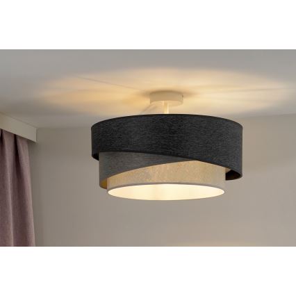 Duolla - Kiinteä kattokruunu KOBO 1xE27/15W/230V halkaisija 45 cm harmaa/valkoinen