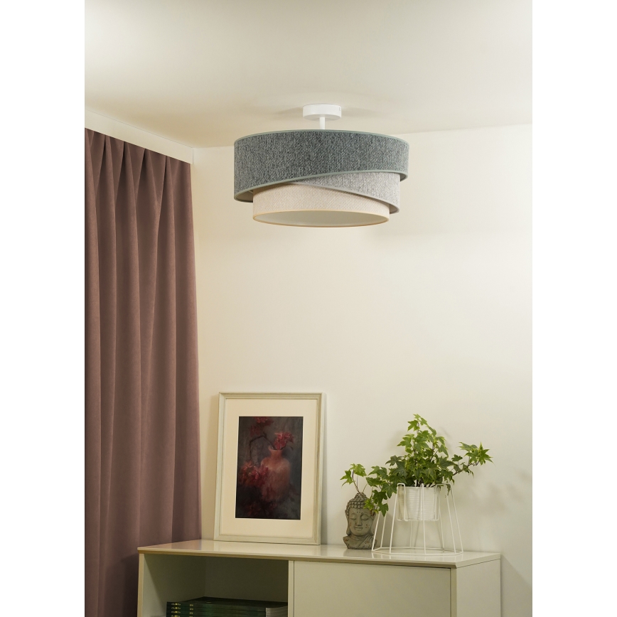 Duolla - Kiinteä kattokruunu KOBO ECO RECYCLING 1xE27/15W/230V halkaisija 45 cm vihreä/harmaa/kerma
