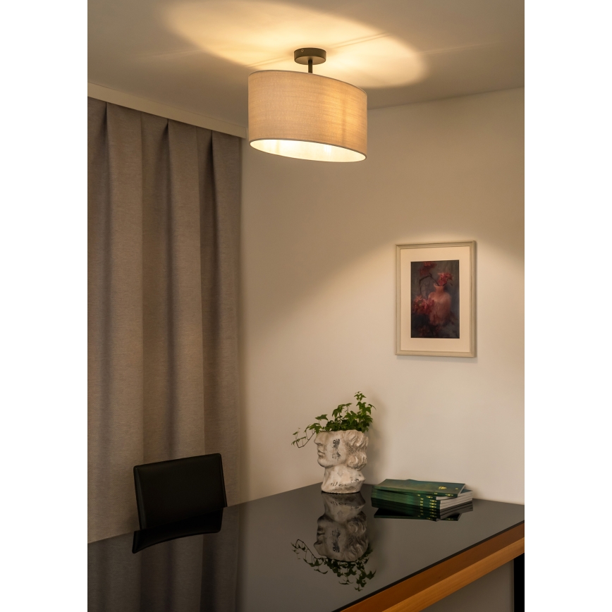 Duolla - Kiinteä kattokruunu OVAL 1xE27/15W/230V harmaa