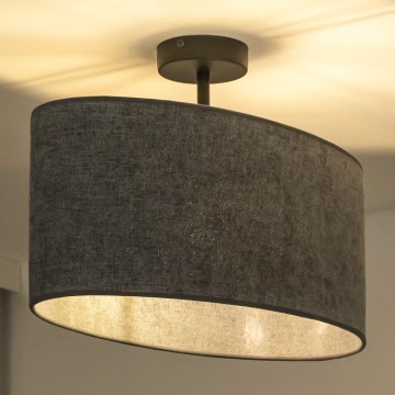 Duolla - Kiinteä kattokruunu OVAL 1xE27/15W/230V harmaa