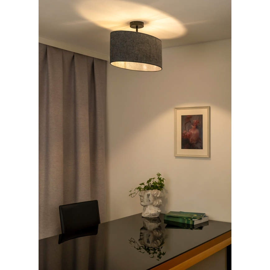 Duolla - Kiinteä kattokruunu OVAL 1xE27/15W/230V harmaa