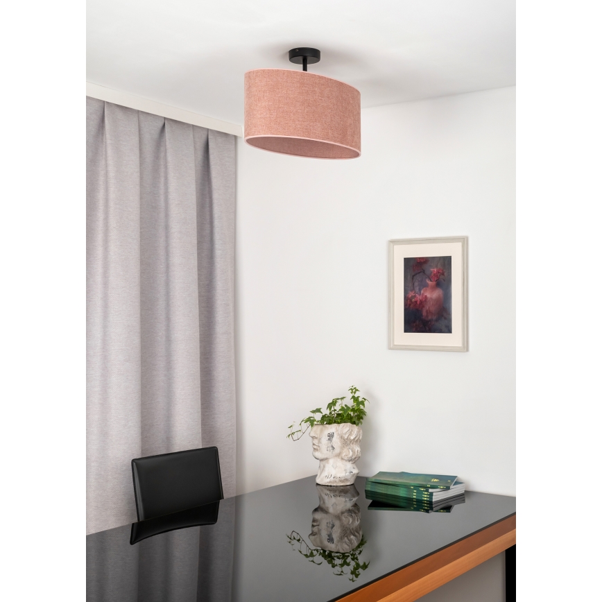 Duolla - Kiinteä kattokruunu OVAL 1xE27/15W/230V vaaleanpunainen