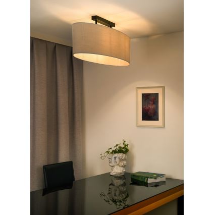 Duolla - Kiinteä kattokruunu OVAL 2xE27/15W/230V harmaa