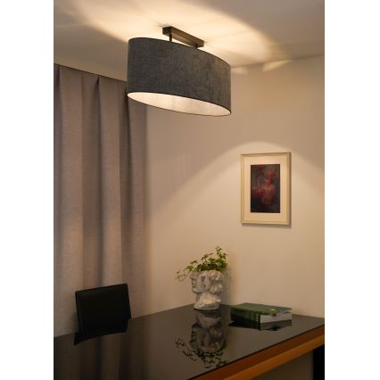 Duolla - Kiinteä kattokruunu OVAL 2xE27/15W/230V harmaa
