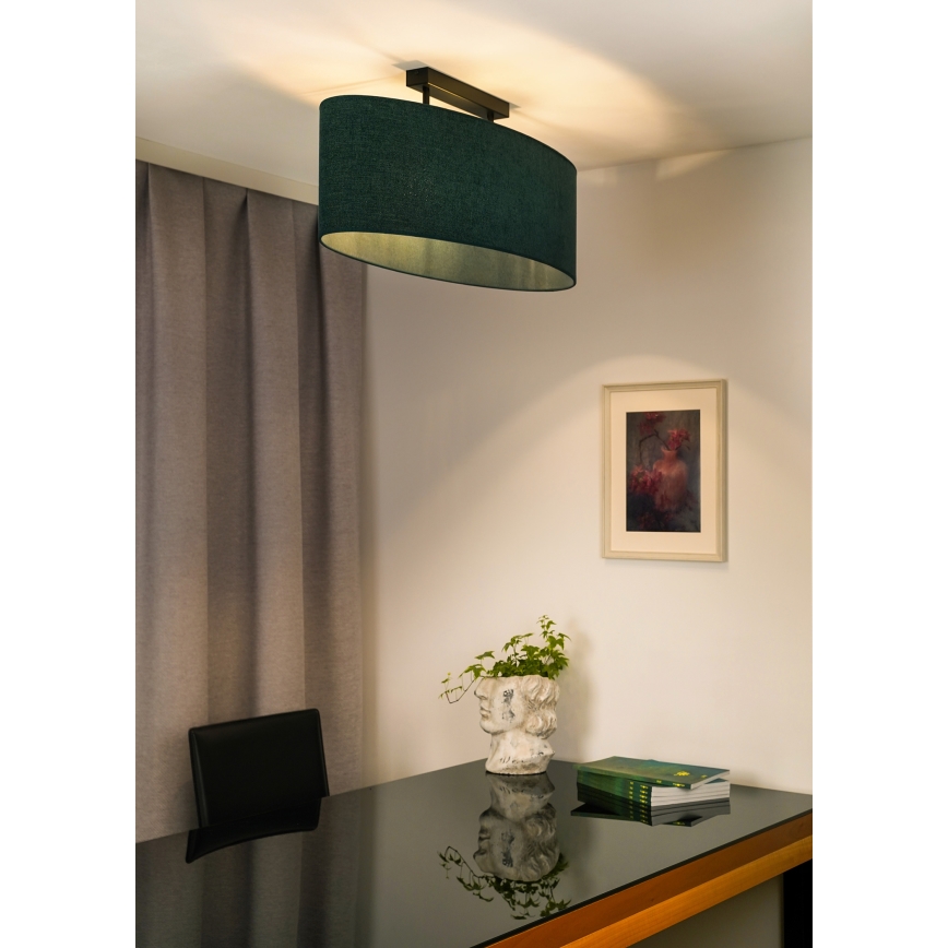 Duolla - Kiinteä kattokruunu OVAL 2xE27/15W/230V vihreä