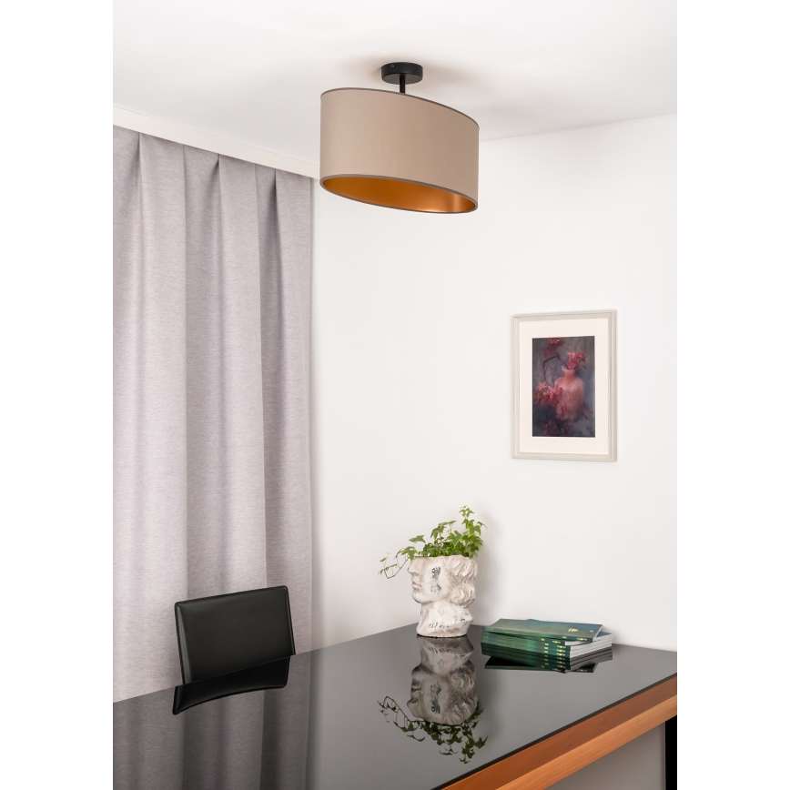 Duolla - Kiinteä kattokruunu OVAL VEGAN 1xE27/15W/230V beige