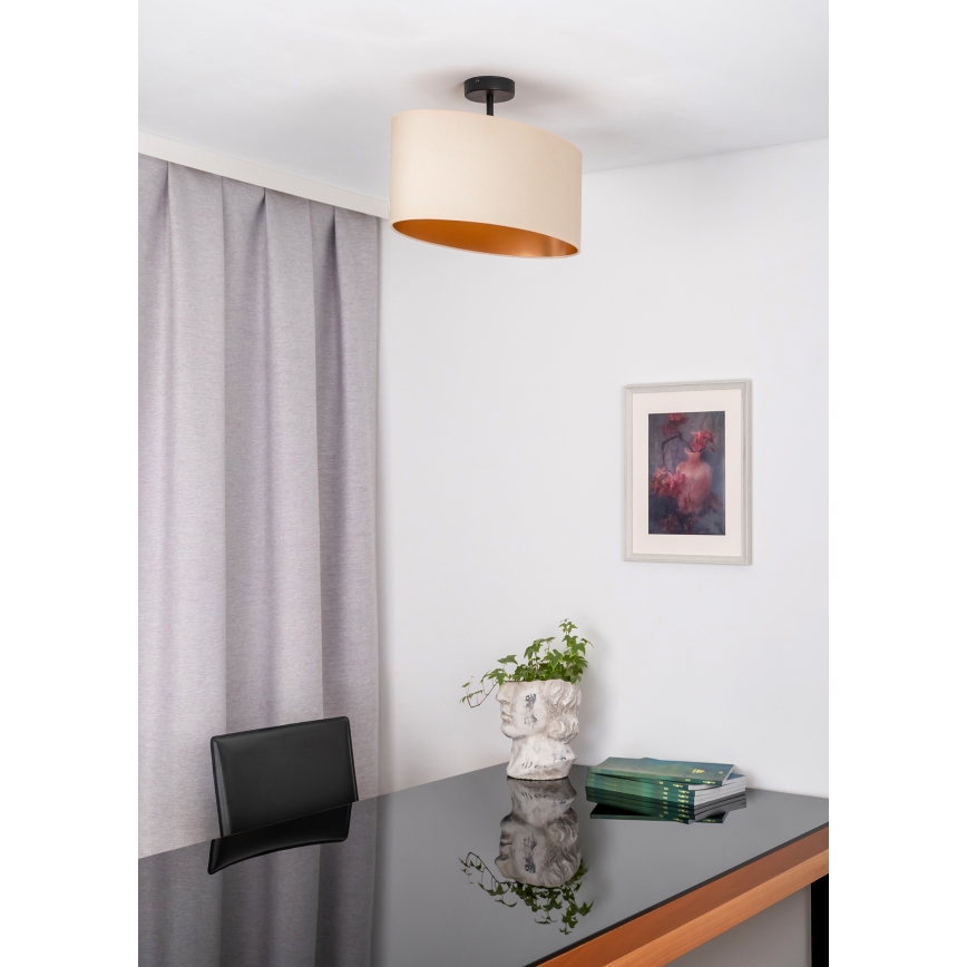 Duolla - Kiinteä kattokruunu OVAL VEGAN 1xE27/15W/230V kerma