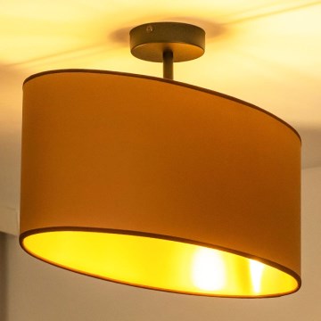 Duolla - Kiinteä kattokruunu OVAL VEGAN 1xE27/15W/230V ruskea