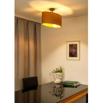 Duolla - Kiinteä kattokruunu OVAL VEGAN 1xE27/15W/230V ruskea