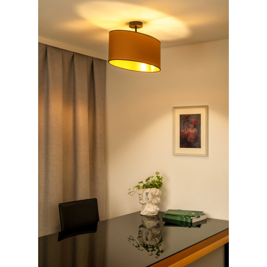 Duolla - Kiinteä kattokruunu OVAL VEGAN 1xE27/15W/230V ruskea