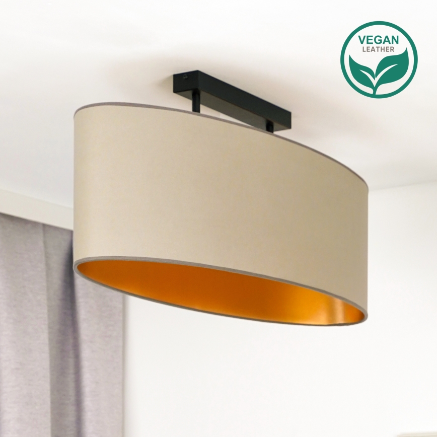 Duolla - Kiinteä kattokruunu OVAL VEGAN 2xE27/15W/230V beige