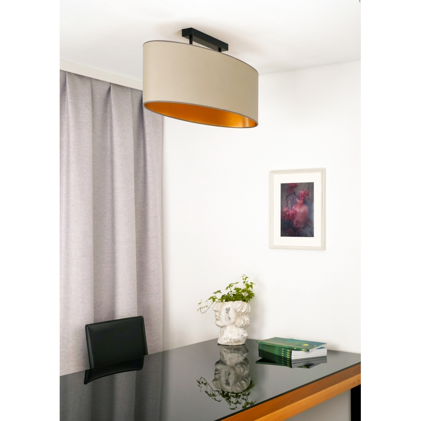 Duolla - Kiinteä kattokruunu OVAL VEGAN 2xE27/15W/230V beige