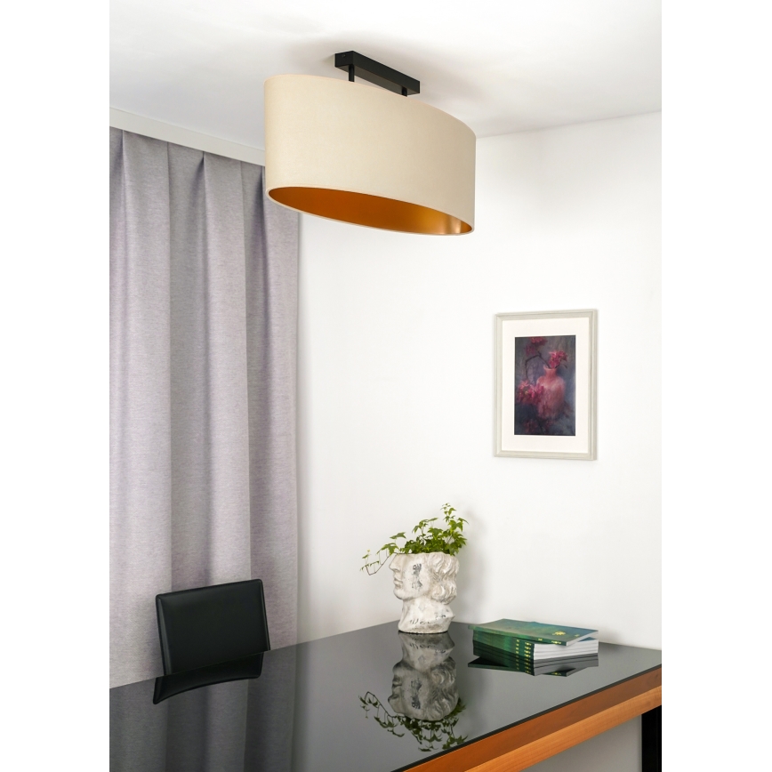 Duolla - Kiinteä kattokruunu OVAL VEGAN 2xE27/15W/230V kerma