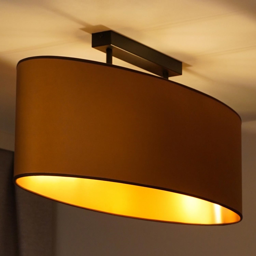 Duolla - Kiinteä kattokruunu OVAL VEGAN 2xE27/15W/230V ruskea