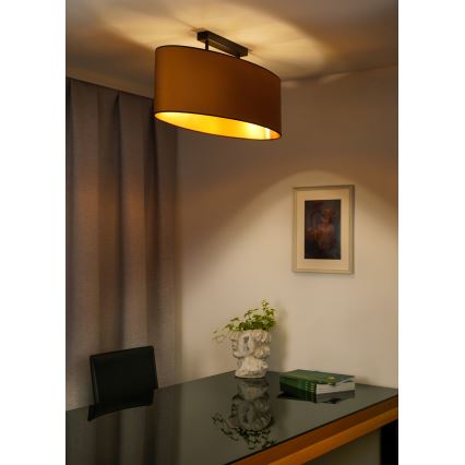 Duolla - Kiinteä kattokruunu OVAL VEGAN 2xE27/15W/230V ruskea
