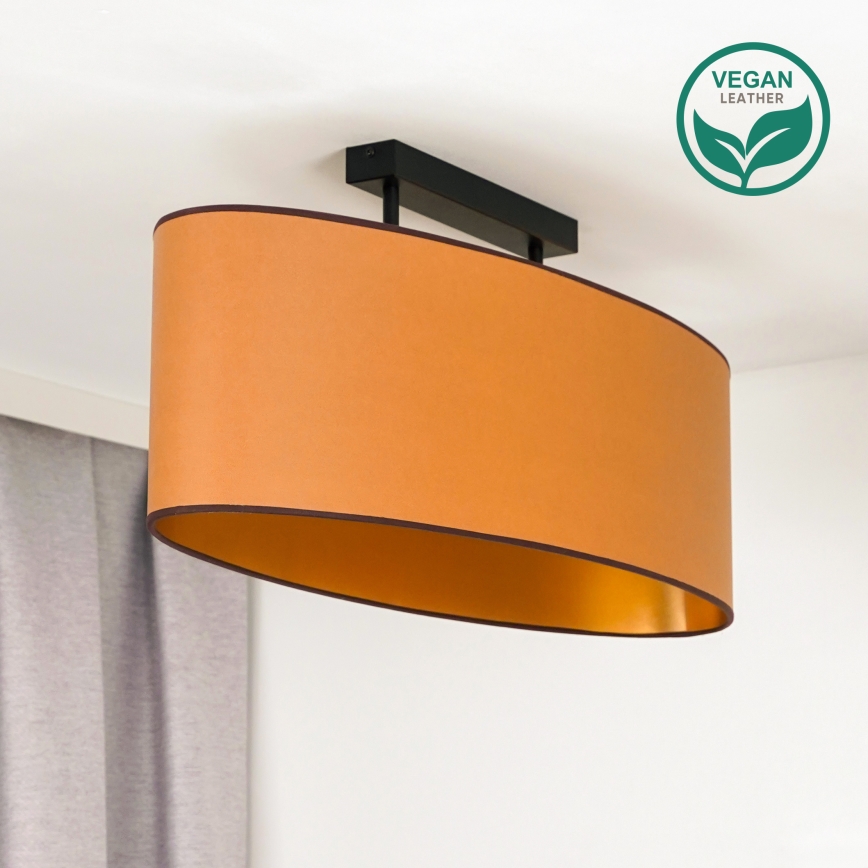 Duolla - Kiinteä kattokruunu OVAL VEGAN 2xE27/15W/230V ruskea