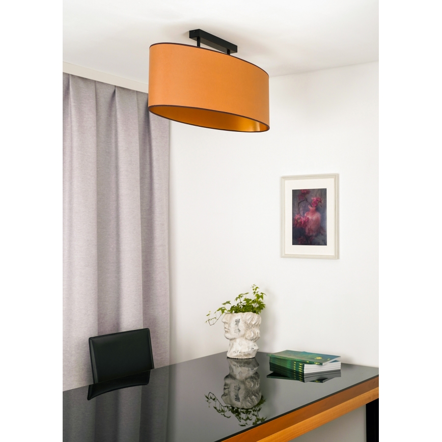 Duolla - Kiinteä kattokruunu OVAL VEGAN 2xE27/15W/230V ruskea