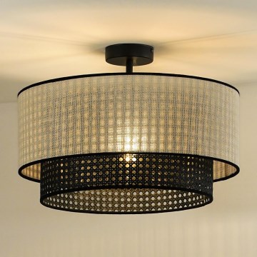 Duolla - Kiinteä kattokruunu RATTAN YUTE 1xE27/15W/230V halkaisija 45 cm kerma/musta