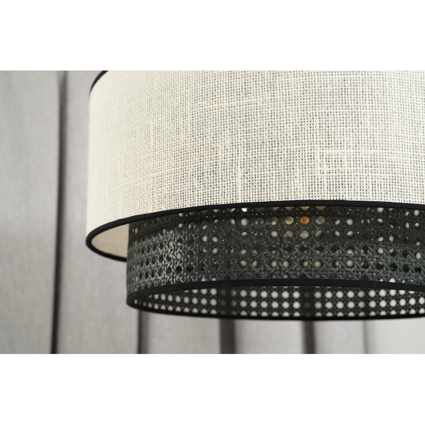Duolla - Kiinteä kattokruunu RATTAN YUTE 1xE27/15W/230V halkaisija 45 cm kerma/musta