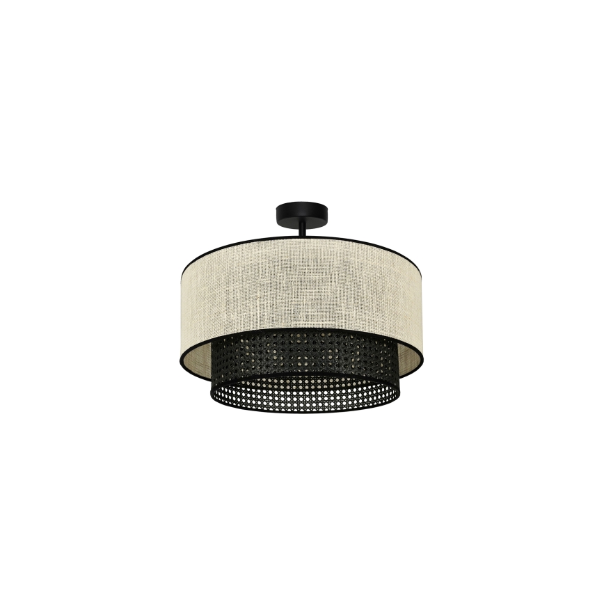 Duolla - Kiinteä kattokruunu RATTAN YUTE 1xE27/15W/230V halkaisija 45 cm kerma/musta