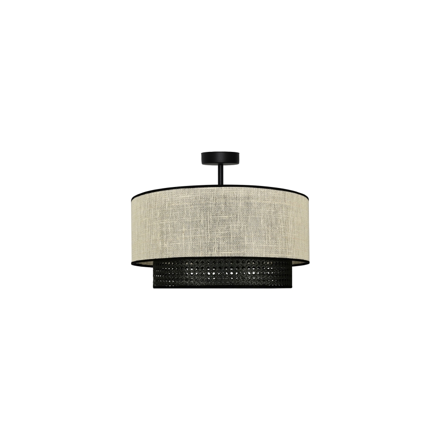 Duolla - Kiinteä kattokruunu RATTAN YUTE 1xE27/15W/230V halkaisija 45 cm kerma/musta