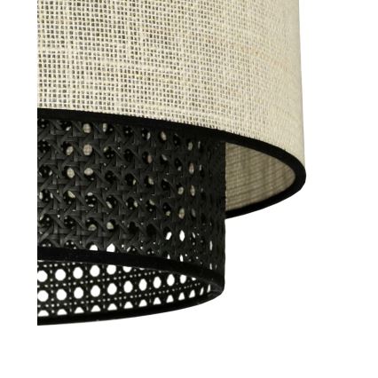 Duolla - Kiinteä kattokruunu RATTAN YUTE 1xE27/15W/230V halkaisija 45 cm kerma/musta