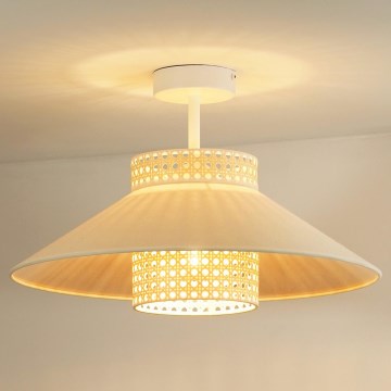 Duolla - Kiinteä kattokruunu RIO RATTAN 1xE27/15W/230V halkaisija 45 cm beige/rottinki