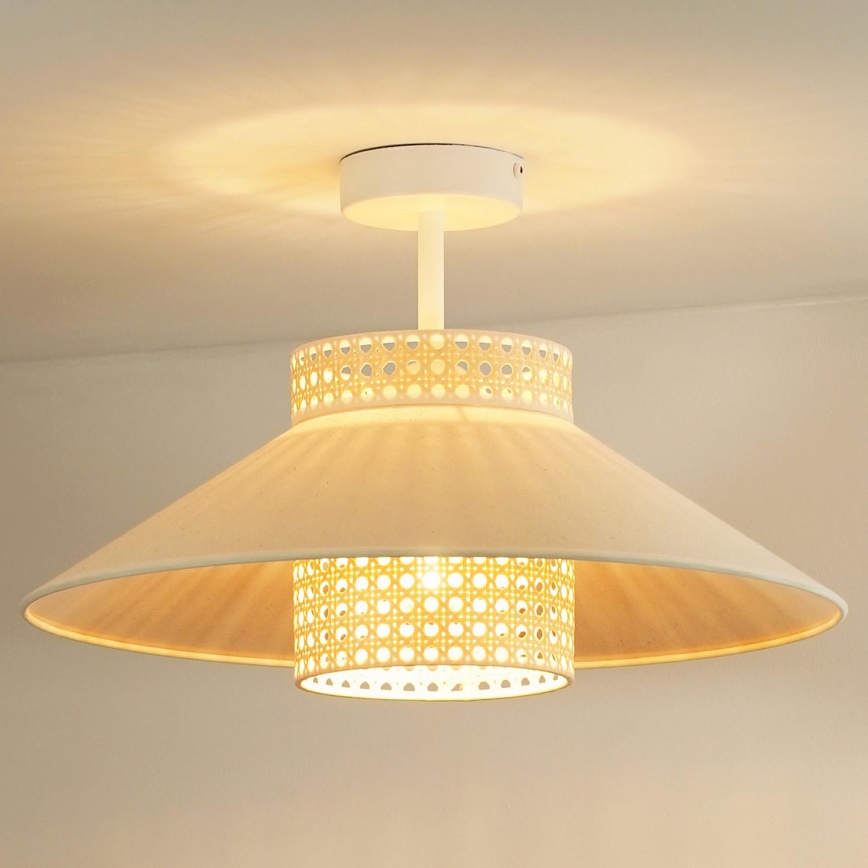 Duolla - Kiinteä kattokruunu RIO RATTAN 1xE27/15W/230V halkaisija 45 cm beige/rottinki