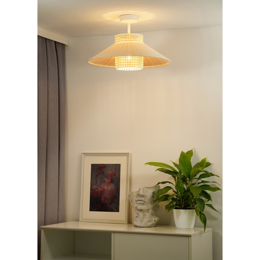 Duolla - Kiinteä kattokruunu RIO RATTAN 1xE27/15W/230V halkaisija 45 cm beige/rottinki