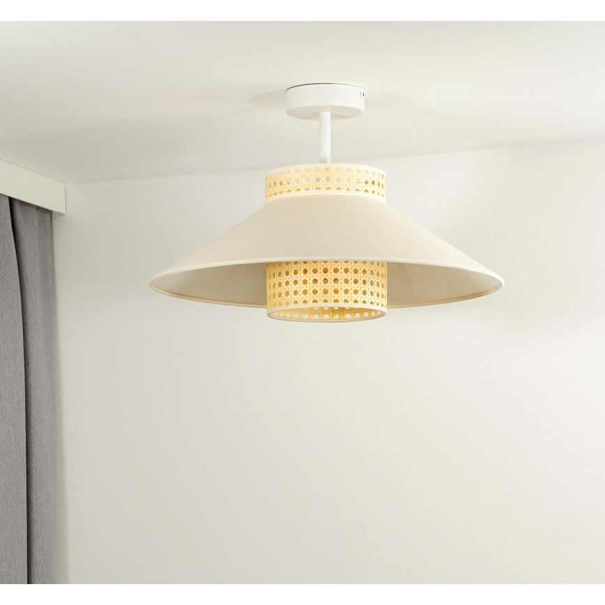 Duolla - Kiinteä kattokruunu RIO RATTAN 1xE27/15W/230V halkaisija 45 cm beige/rottinki