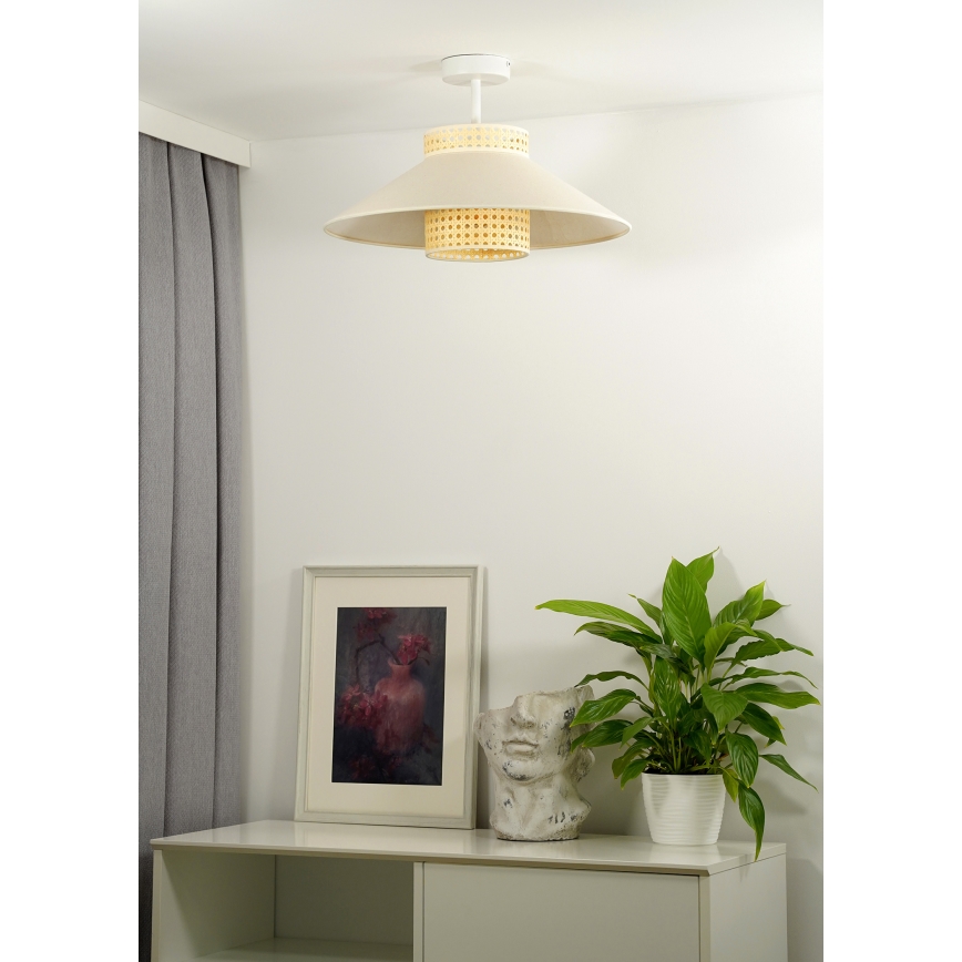 Duolla - Kiinteä kattokruunu RIO RATTAN 1xE27/15W/230V halkaisija 45 cm beige/rottinki