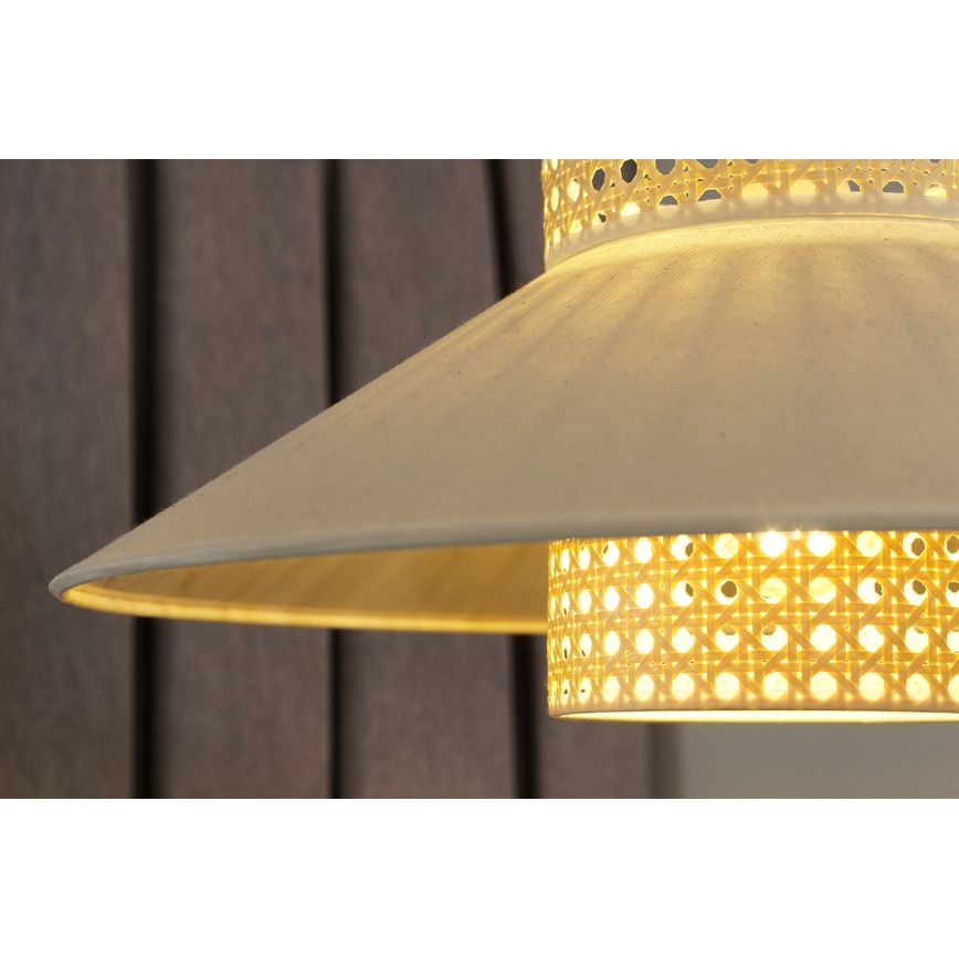 Duolla - Kiinteä kattokruunu RIO RATTAN 1xE27/15W/230V halkaisija 45 cm beige/rottinki
