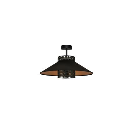 Duolla - Kiinteä kattokruunu RIO RATTAN 1xE27/15W/230V halkaisija 45 cm musta/kulta