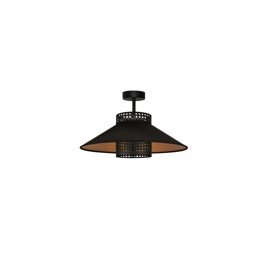 Duolla - Kiinteä kattokruunu RIO RATTAN 1xE27/15W/230V halkaisija 45 cm musta/kulta
