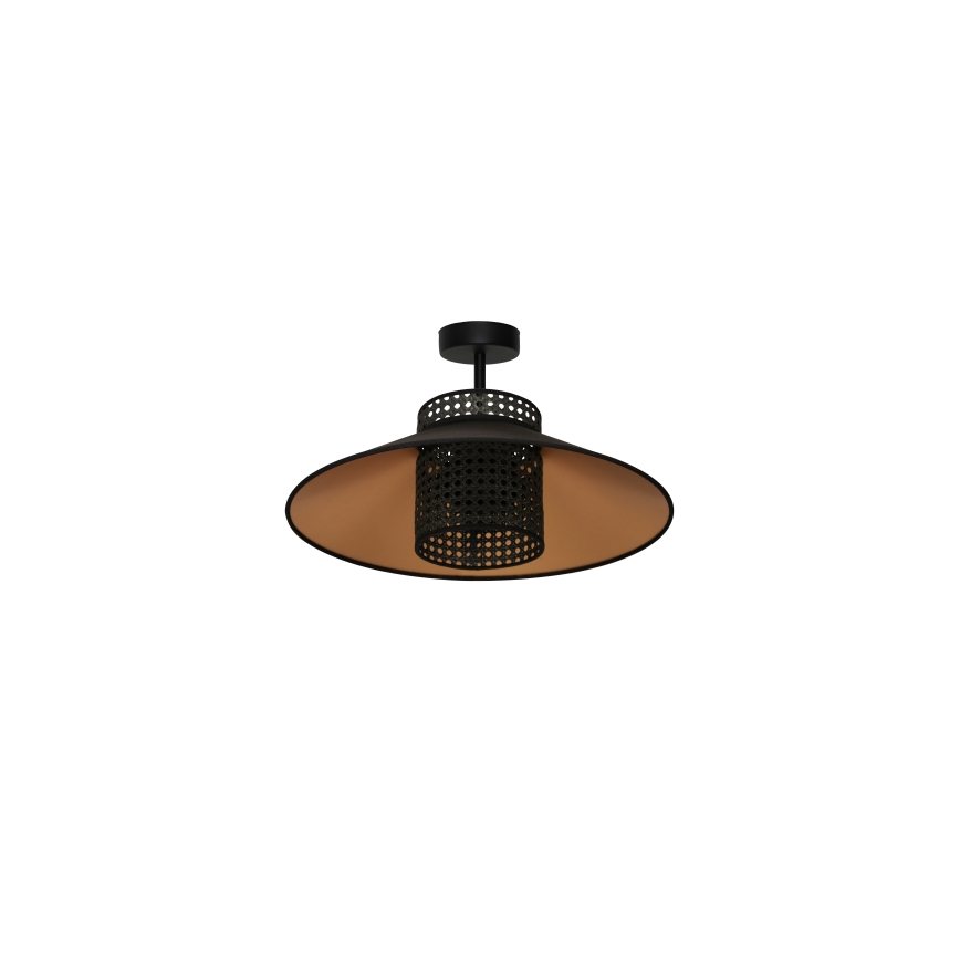 Duolla - Kiinteä kattokruunu RIO RATTAN 1xE27/15W/230V halkaisija 45 cm musta/kulta