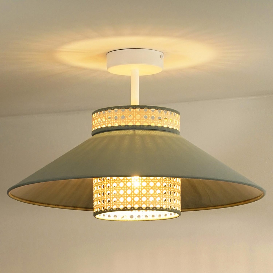 Duolla - Kiinteä kattokruunu RIO RATTAN 1xE27/15W/230V halkaisija 45 cm vihreä/rottinki