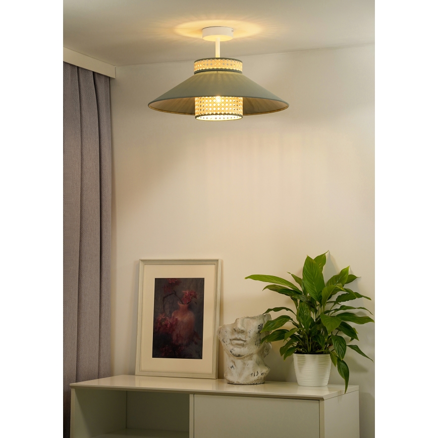 Duolla - Kiinteä kattokruunu RIO RATTAN 1xE27/15W/230V halkaisija 45 cm vihreä/rottinki
