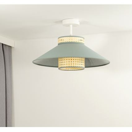 Duolla - Kiinteä kattokruunu RIO RATTAN 1xE27/15W/230V halkaisija 45 cm vihreä/rottinki