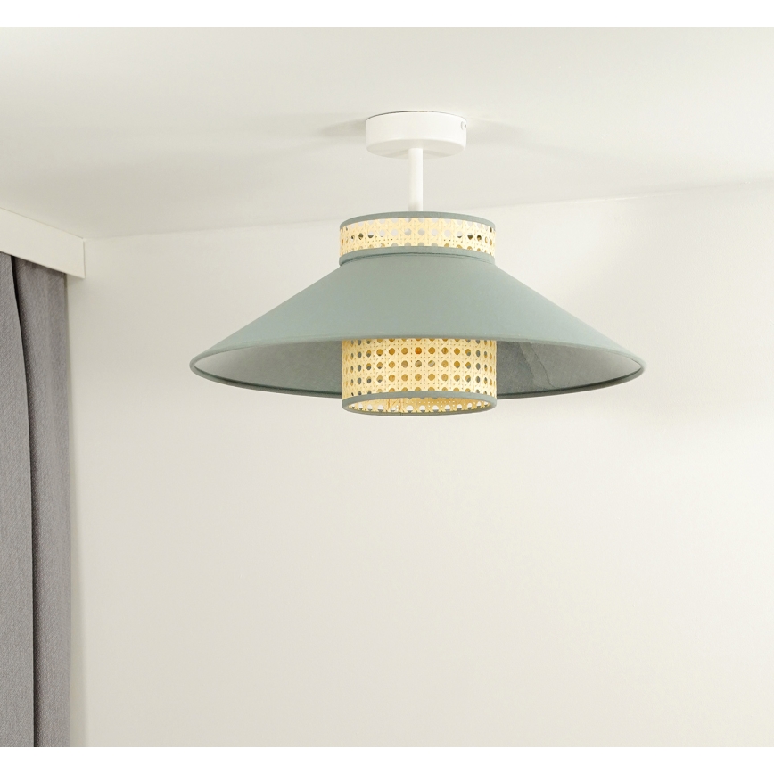 Duolla - Kiinteä kattokruunu RIO RATTAN 1xE27/15W/230V halkaisija 45 cm vihreä/rottinki