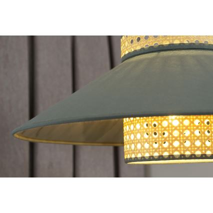 Duolla - Kiinteä kattokruunu RIO RATTAN 1xE27/15W/230V halkaisija 45 cm vihreä/rottinki