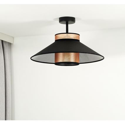 Duolla - Kiinteä kattokruunu RIO SHINY 1xE27/15W/230V halkaisija 45 cm musta/kupari