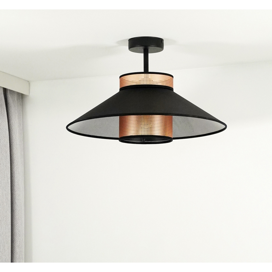 Duolla - Kiinteä kattokruunu RIO SHINY 1xE27/15W/230V halkaisija 45 cm musta/kupari