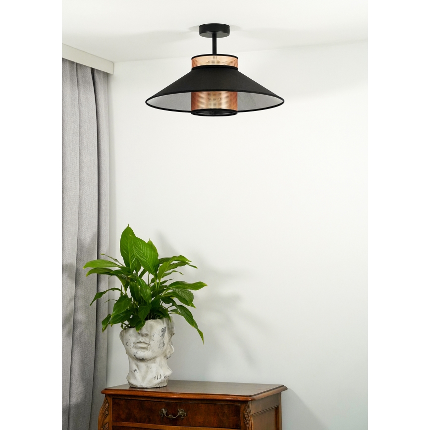 Duolla - Kiinteä kattokruunu RIO SHINY 1xE27/15W/230V halkaisija 45 cm musta/kupari